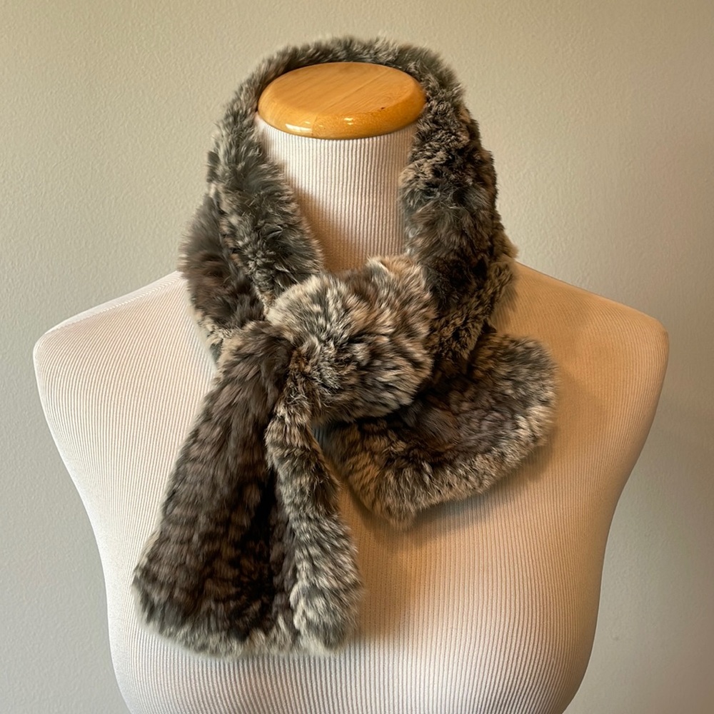 Gray & White Fur Scarf